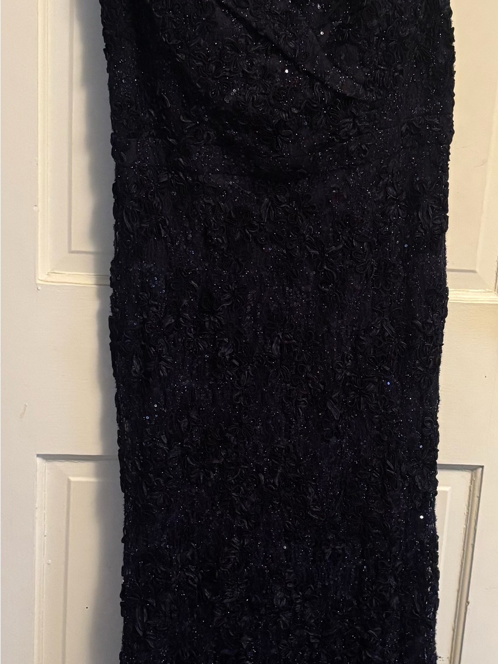 Xscape Navy One-Shoulder Sequin Evening Gown - Picture 4 of 5